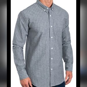 Gray Striped Casual Button Down Shirt